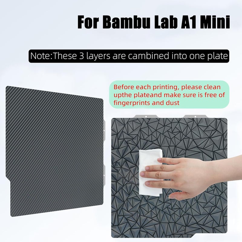 GOMENL Build Plate for Bambu Lab A1 Mini 3D Printer: PEI Build Plate Carbon PET Diamond PEO PEY Plate 3D Printing Accessories Textured Smooth Sheet Bed 184x184mm (Smooth PEO+Smooth PET) - Image 2